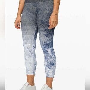 Lululemon Size 4 Ebb To Train Tight Luna Blue Black White Wash Cropped Leggings